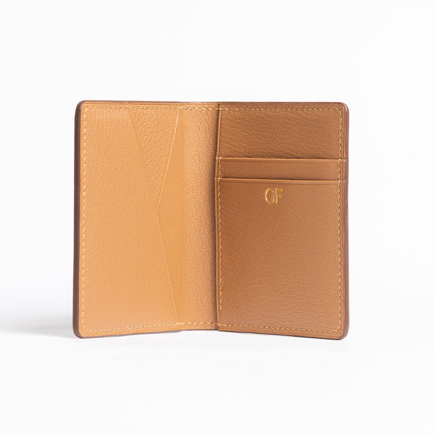 Shell Cordovan & Chèvre Bifold Wallet - Cognac & Gold