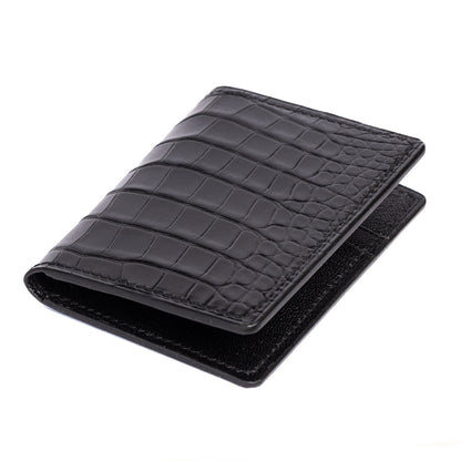 American Alligator & Chèvre Bifold Wallet - Black - Gladfellow