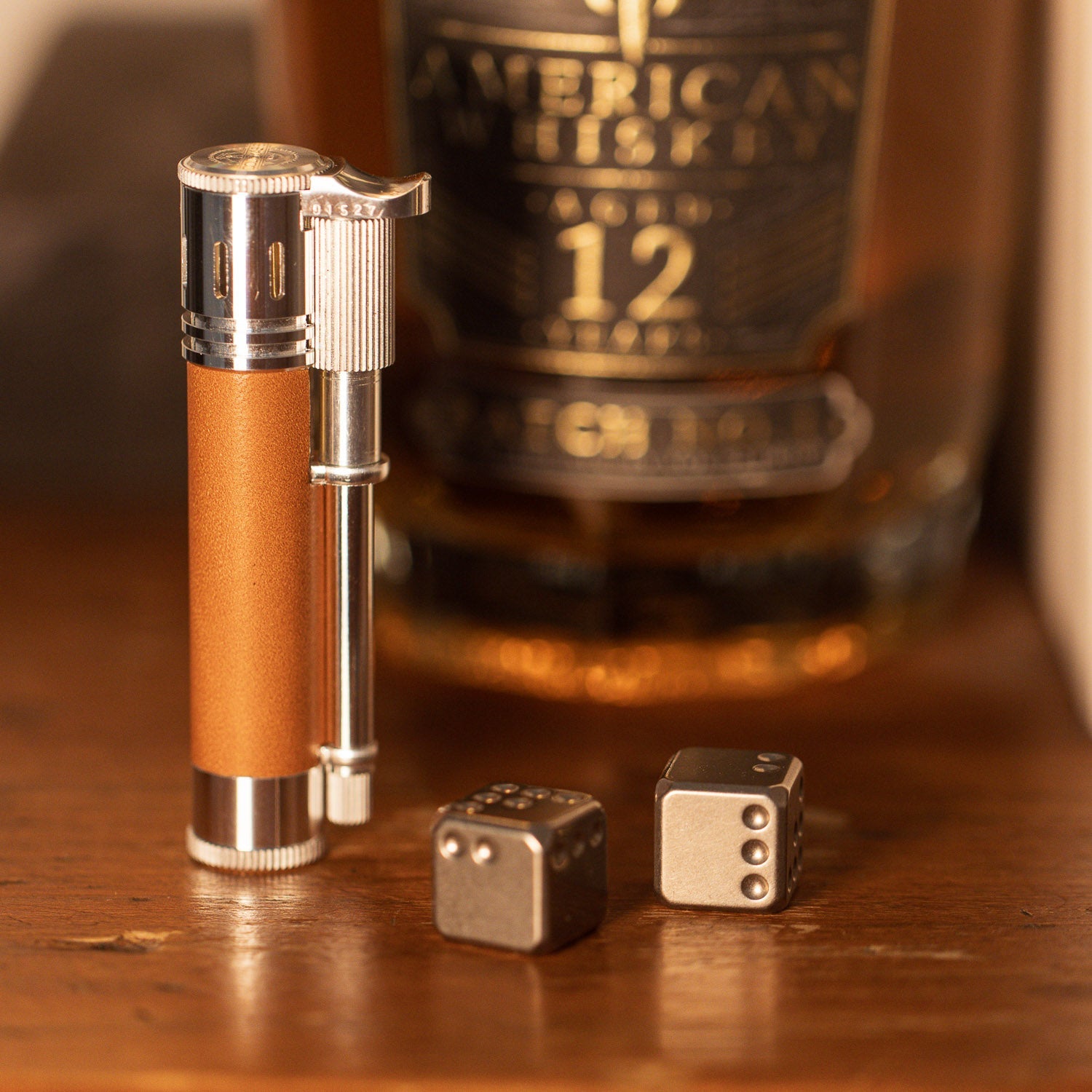 Tokyo Pipe Co Douglass Field S+ Lighter - Duralumin & Brown Leather - GLADFELLOW