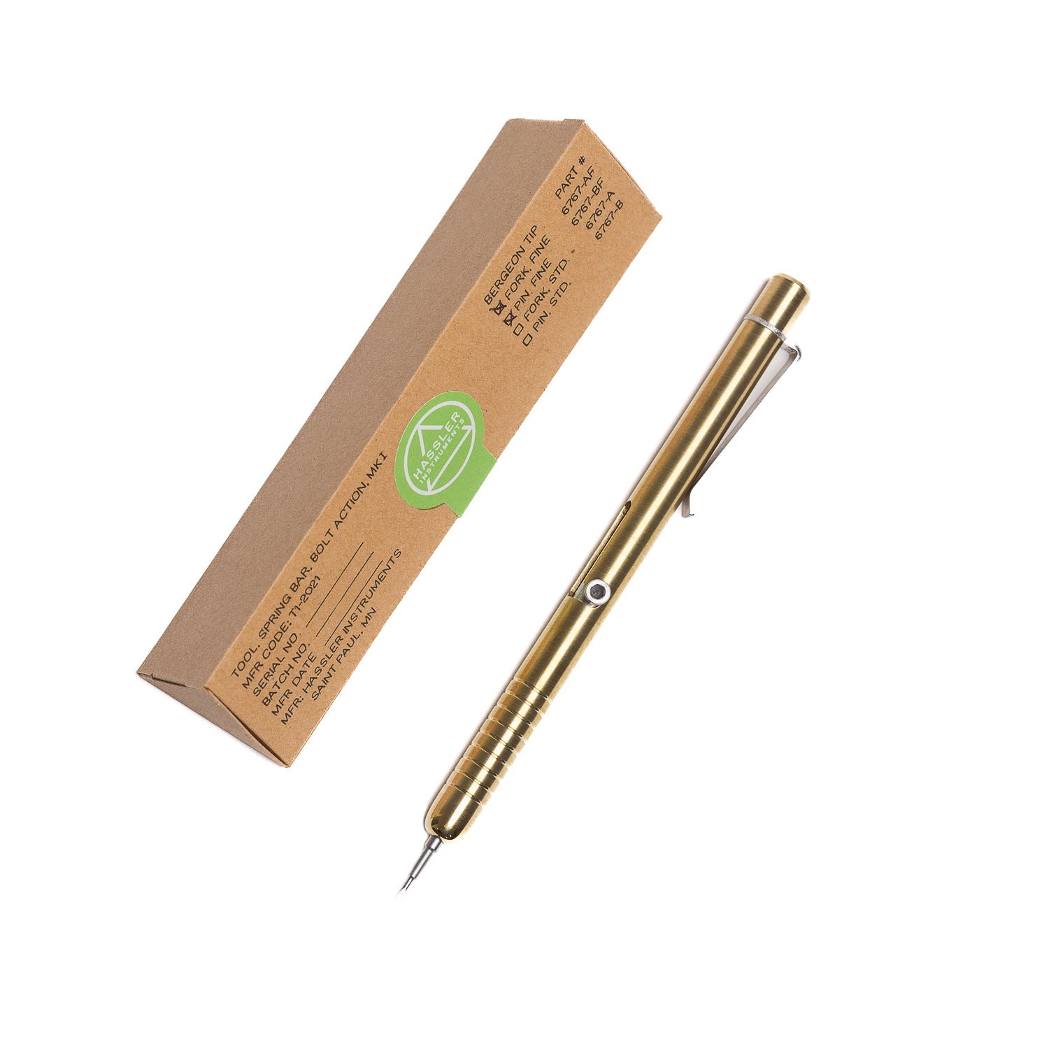 HASSLER INSTRUMENTS Bolt Action Spring Bar Tool - Brass - GLADFELLOW Edition - GLADFELLOW