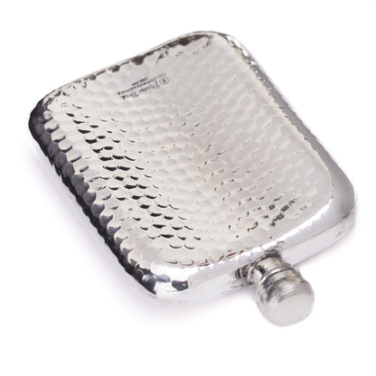 Pinder Brothers 6oz Cushion Flask - Hammered Pewter - GLADFELLOW